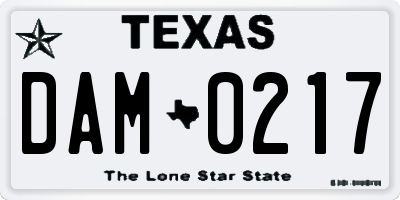 TX license plate DAM0217