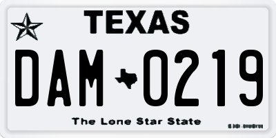 TX license plate DAM0219