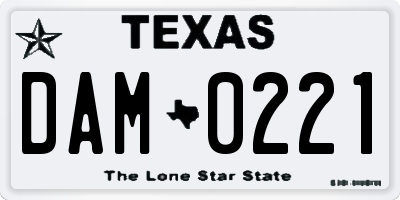 TX license plate DAM0221