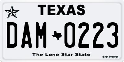 TX license plate DAM0223