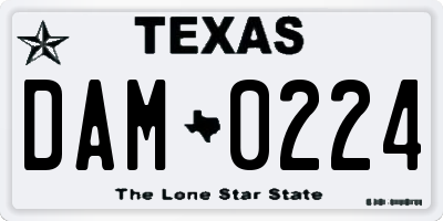 TX license plate DAM0224