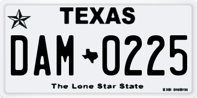 TX license plate DAM0225