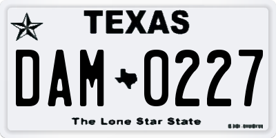 TX license plate DAM0227