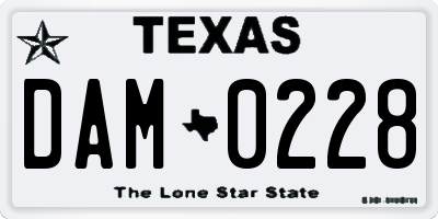 TX license plate DAM0228