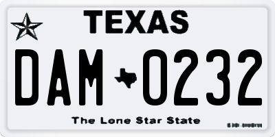 TX license plate DAM0232