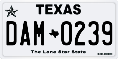 TX license plate DAM0239