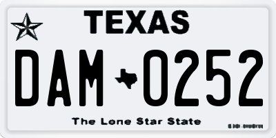 TX license plate DAM0252