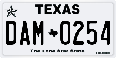 TX license plate DAM0254