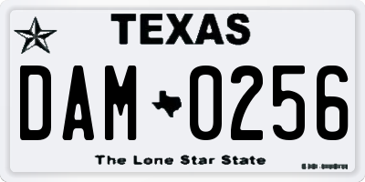 TX license plate DAM0256