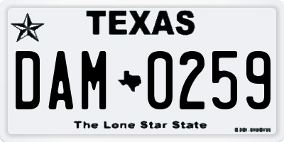 TX license plate DAM0259