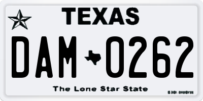 TX license plate DAM0262