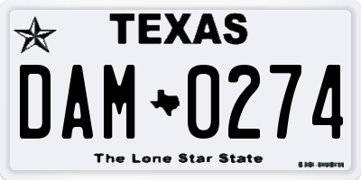 TX license plate DAM0274