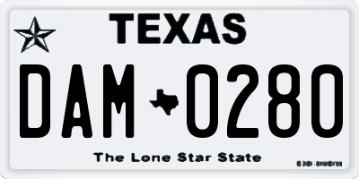 TX license plate DAM0280