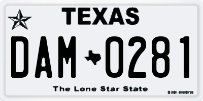 TX license plate DAM0281