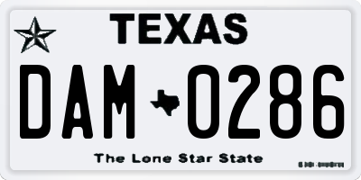 TX license plate DAM0286