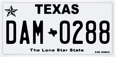 TX license plate DAM0288