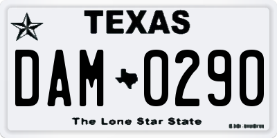 TX license plate DAM0290