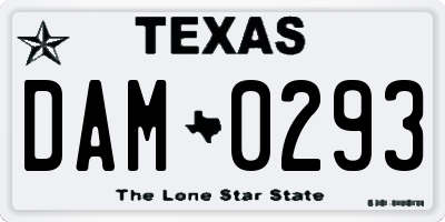 TX license plate DAM0293