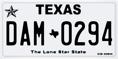 TX license plate DAM0294