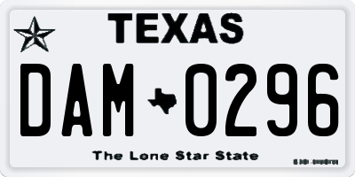 TX license plate DAM0296