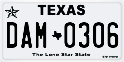 TX license plate DAM0306