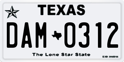 TX license plate DAM0312