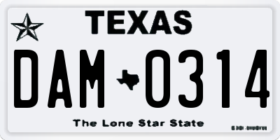 TX license plate DAM0314