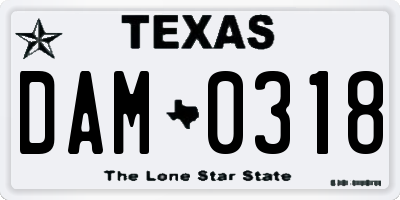 TX license plate DAM0318