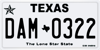 TX license plate DAM0322