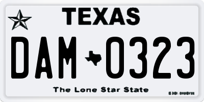 TX license plate DAM0323