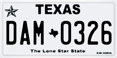 TX license plate DAM0326