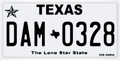 TX license plate DAM0328