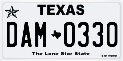 TX license plate DAM0330