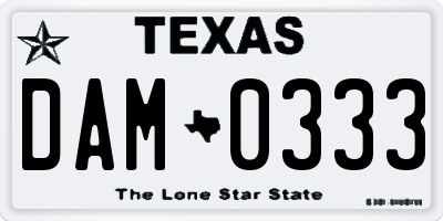 TX license plate DAM0333