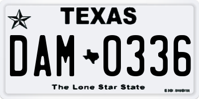 TX license plate DAM0336