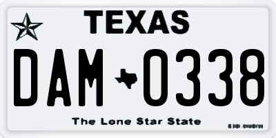 TX license plate DAM0338