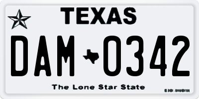 TX license plate DAM0342