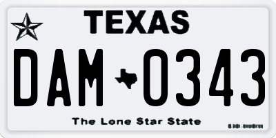 TX license plate DAM0343