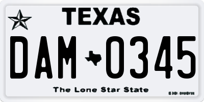 TX license plate DAM0345