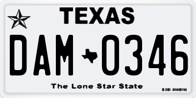 TX license plate DAM0346