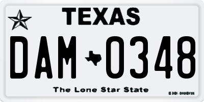 TX license plate DAM0348