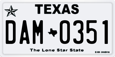 TX license plate DAM0351