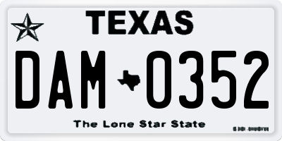 TX license plate DAM0352