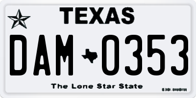 TX license plate DAM0353