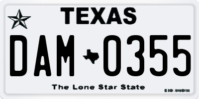 TX license plate DAM0355