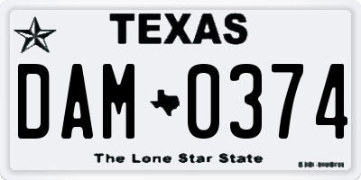 TX license plate DAM0374