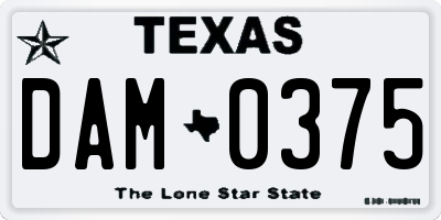 TX license plate DAM0375