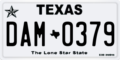 TX license plate DAM0379