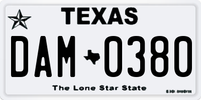 TX license plate DAM0380