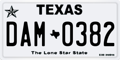 TX license plate DAM0382